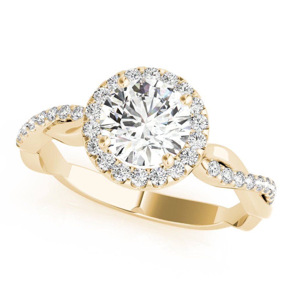 Round Halo with Twister Shank Engagement Ring - Diamonds By Rothschild