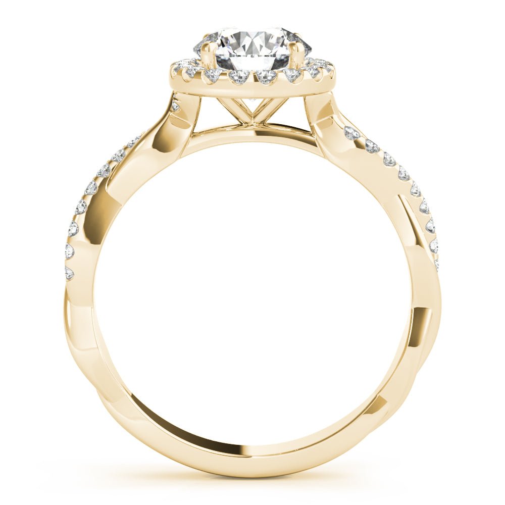 Round Halo with Twister Shank Engagement Ring - Diamonds By Rothschild