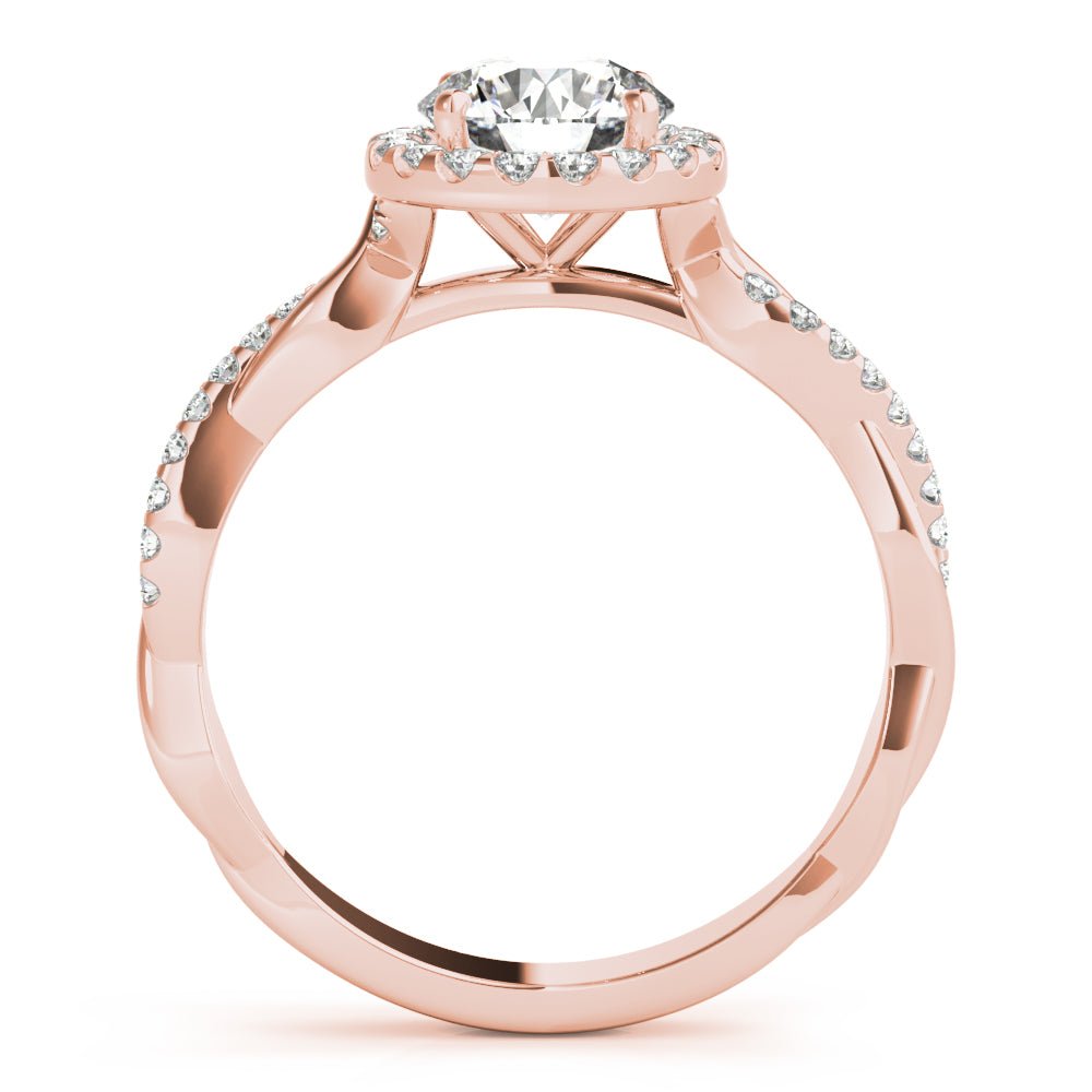 Round Halo with Twister Shank Engagement Ring - Diamonds By Rothschild