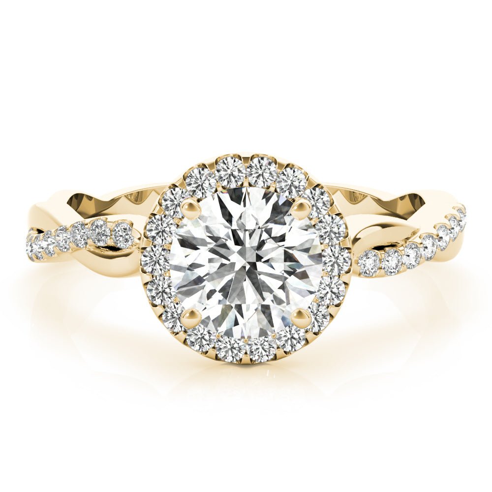 Round Halo with Twister Shank Engagement Ring - Diamonds By Rothschild