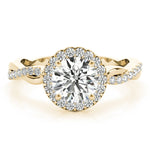 Round Halo with Twister Shank Engagement Ring - Diamonds By Rothschild