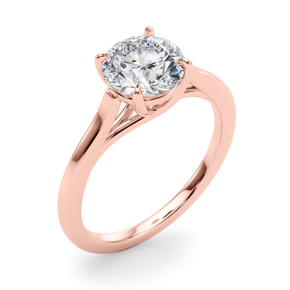 Round Solitaire Engagement Ring with Cathedral Setting - Diamonds By Rothschild