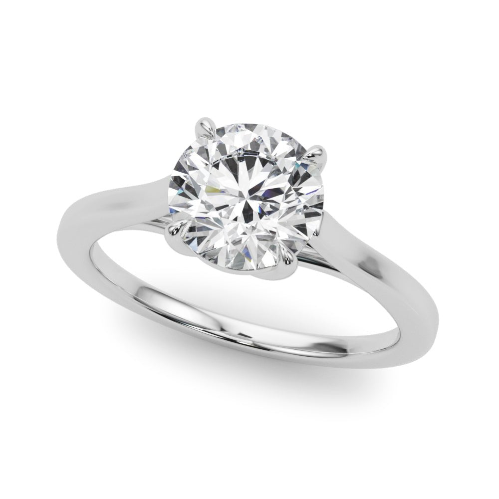 Round Solitaire Engagement Ring with Cathedral Setting - Diamonds By Rothschild