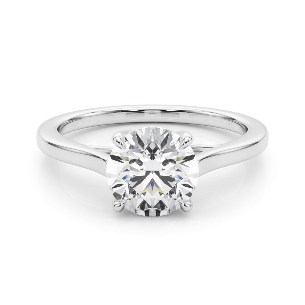 Round Solitaire Engagement Ring with Cathedral Setting - Diamonds By Rothschild