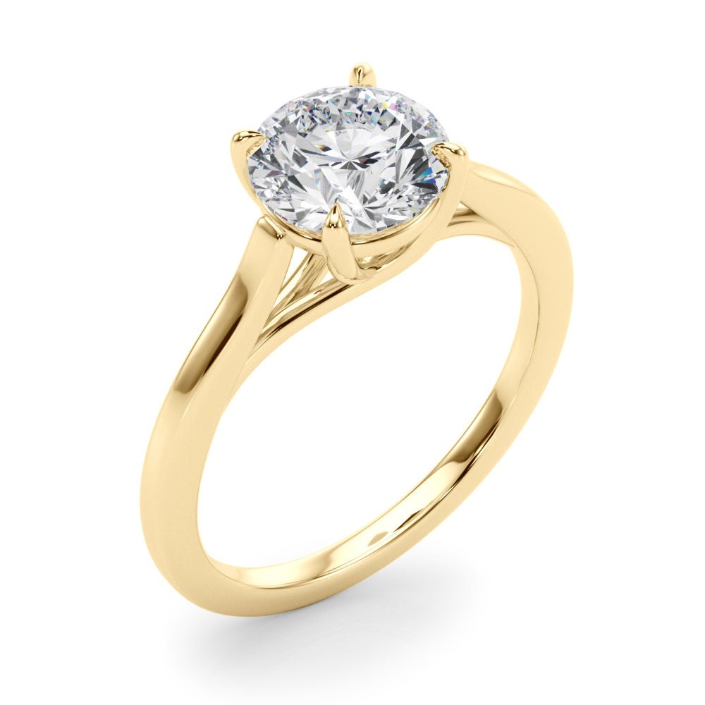 Round Solitaire Engagement Ring with Cathedral Setting - Diamonds By Rothschild