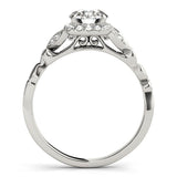 Round Stone with Cushion Halo Engagement Ring - Diamonds By Rothschild