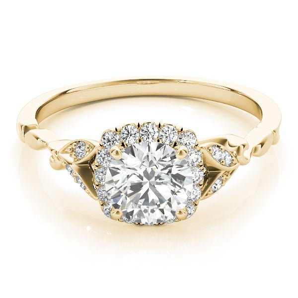 Round Stone with Cushion Halo Engagement Ring - Diamonds By Rothschild