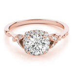 Round Stone with Cushion Halo Engagement Ring - Diamonds By Rothschild