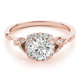 Round Stone with Cushion Halo Engagement Ring - Diamonds By Rothschild