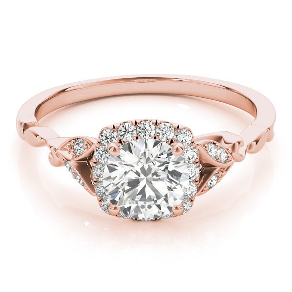 Round Stone with Cushion Halo Engagement Ring - Diamonds By Rothschild