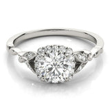 Round Stone with Cushion Halo Engagement Ring - Diamonds By Rothschild