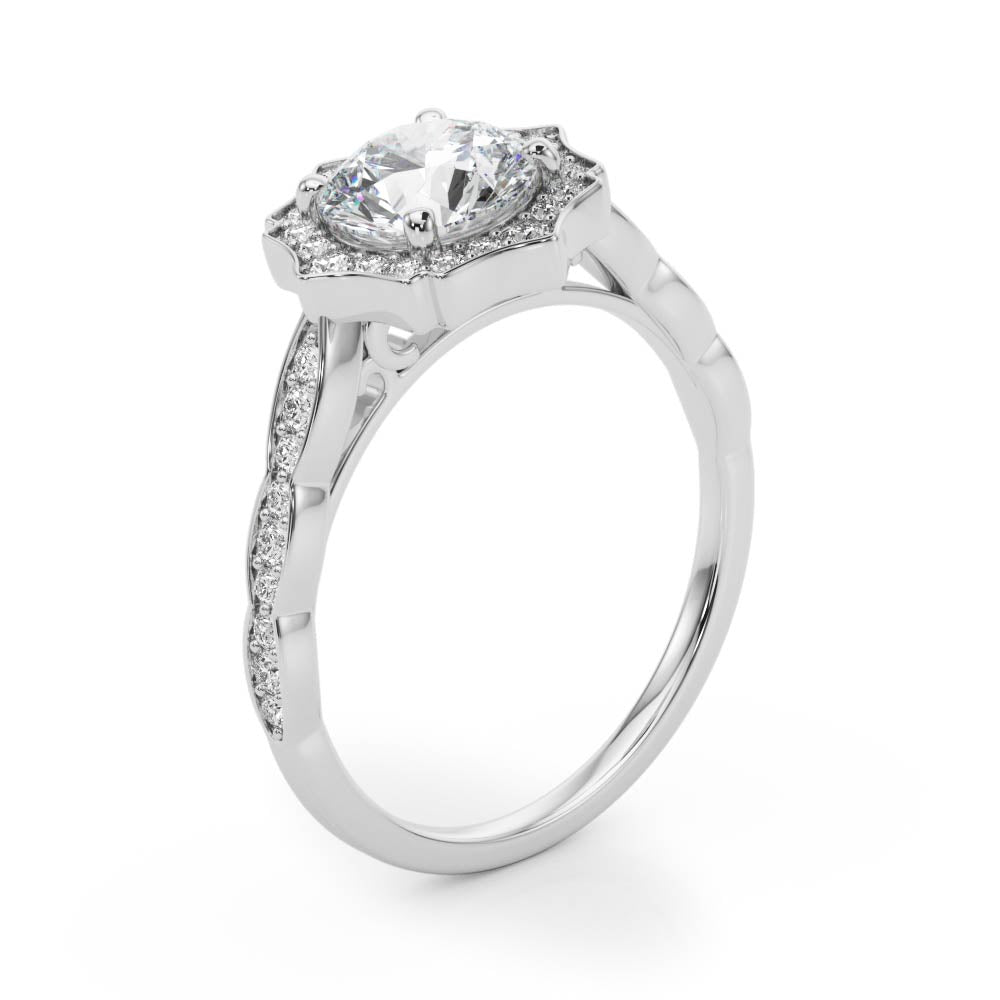 Scalloped Round Halo Pavé Engagement Ring - Diamonds By Rothschild