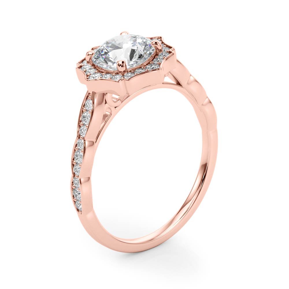 Scalloped Round Halo Pavé Engagement Ring - Diamonds By Rothschild