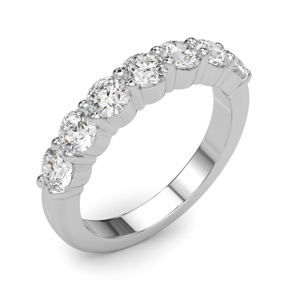 Shimmering 7 Stone Shared Prong Diamond Pavé Wedding Ring - Diamonds By Rothschild