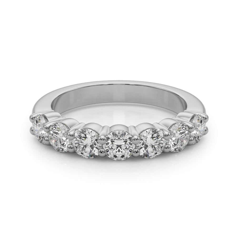 Shimmering 7 Stone Shared Prong Diamond Pavé Wedding Ring - Diamonds By Rothschild