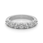 Shimmering 7 Stone Shared Prong Diamond Pavé Wedding Ring - Diamonds By Rothschild