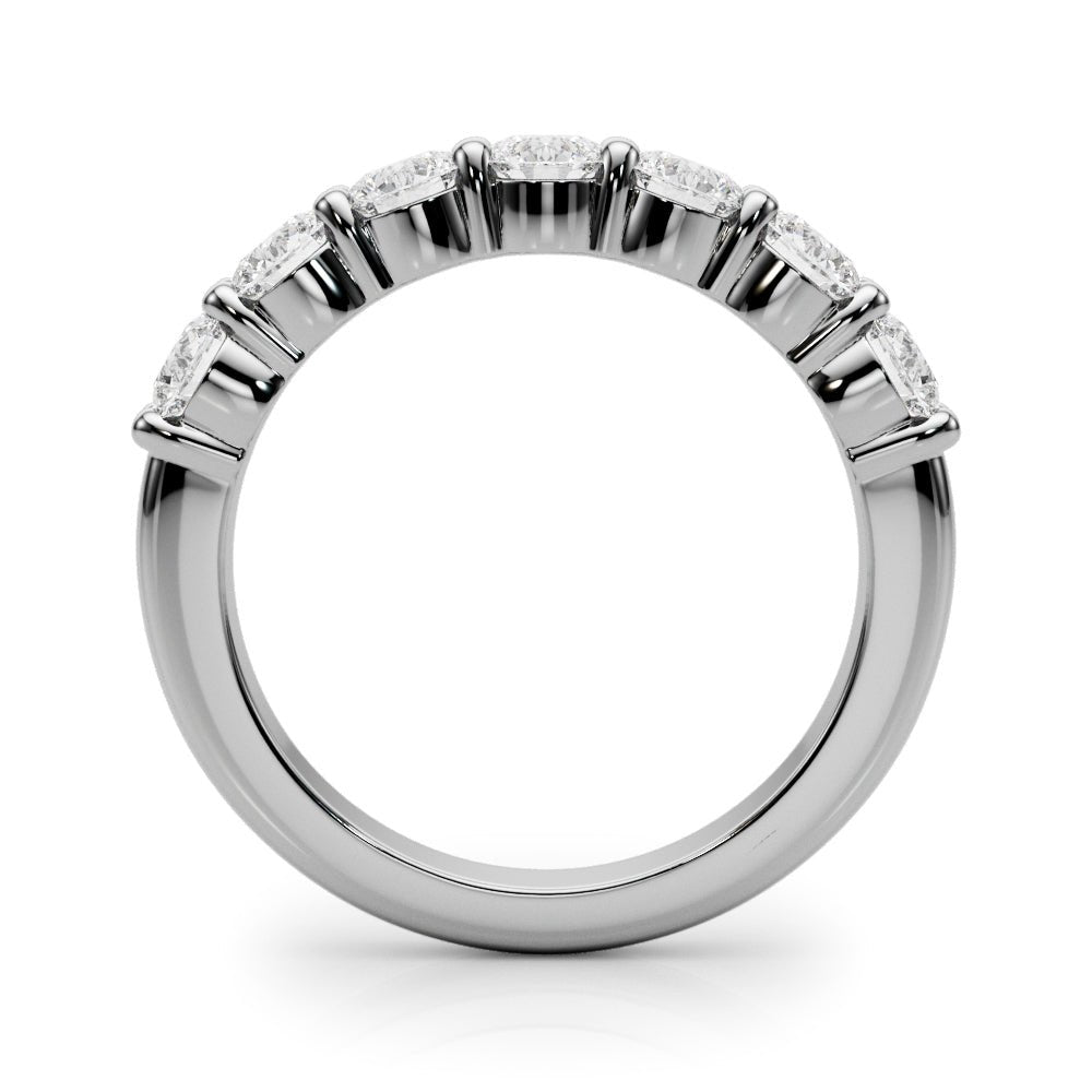Shimmering 7 Stone Shared Prong Diamond Pavé Wedding Ring - Diamonds By Rothschild