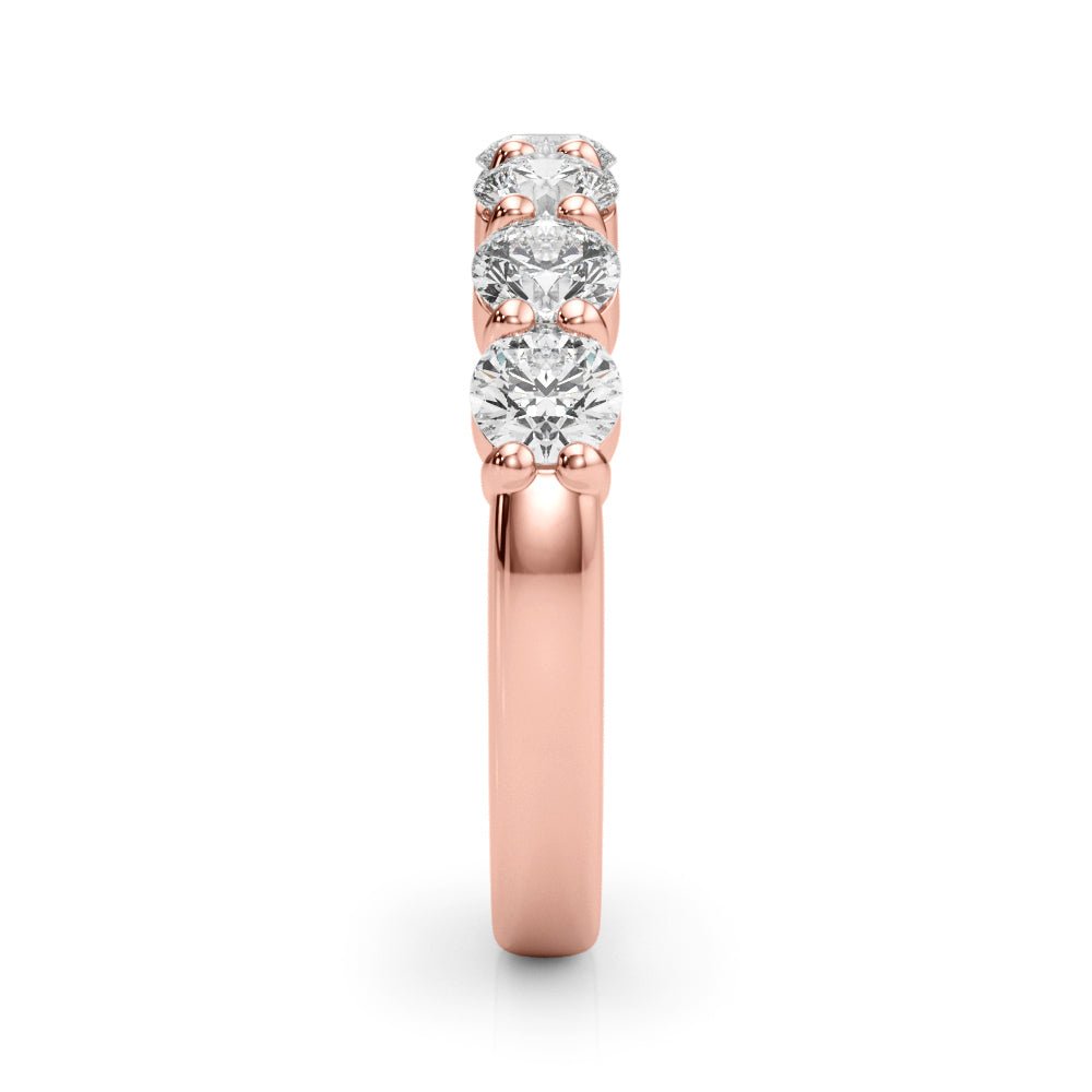 Shimmering 7 Stone Shared Prong Diamond Pavé Wedding Ring - Diamonds By Rothschild
