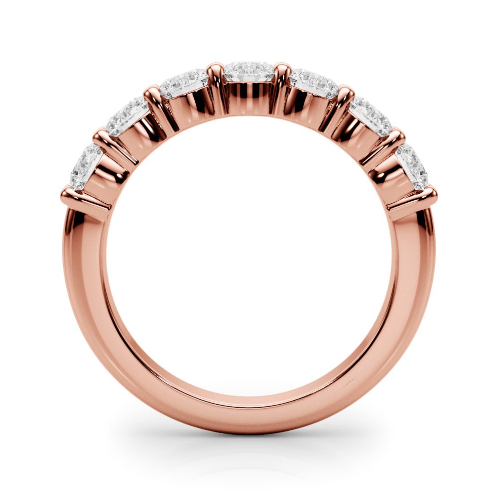 Shimmering 7 Stone Shared Prong Diamond Pavé Wedding Ring - Diamonds By Rothschild