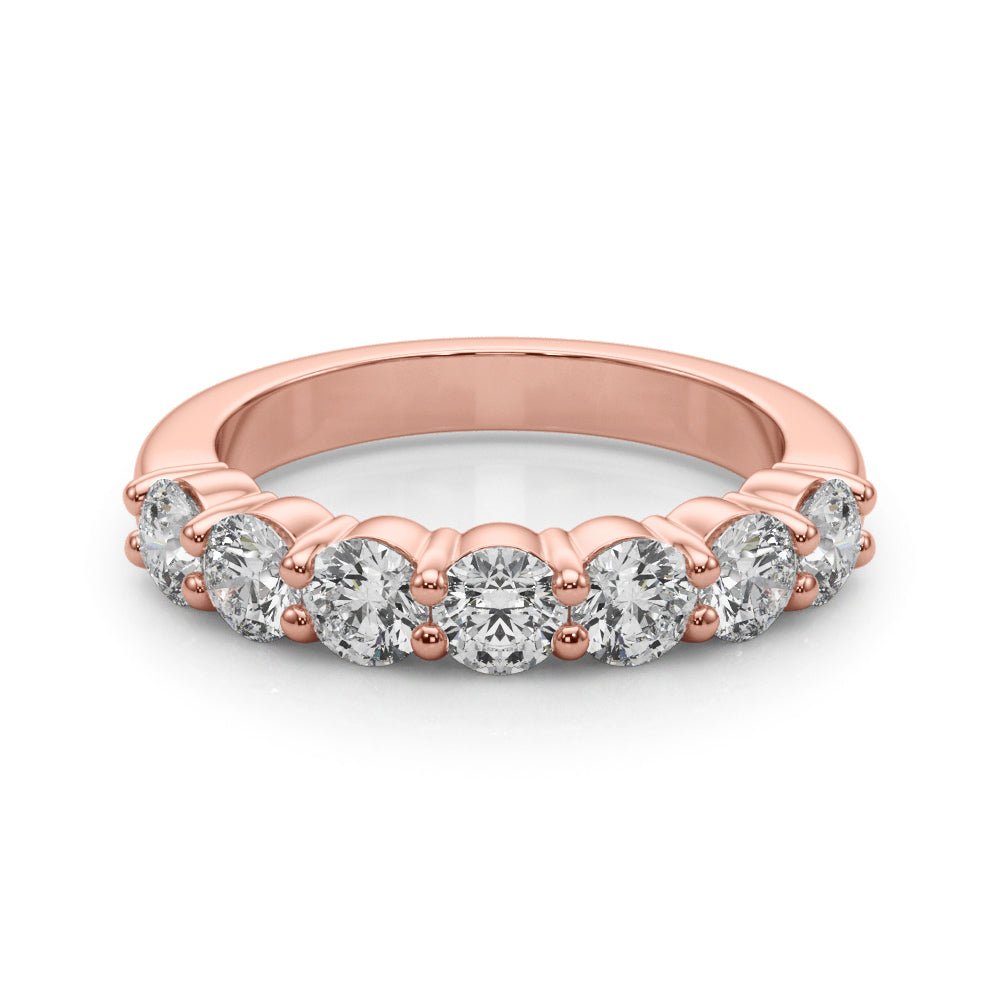 Shimmering 7 Stone Shared Prong Diamond Pavé Wedding Ring - Diamonds By Rothschild