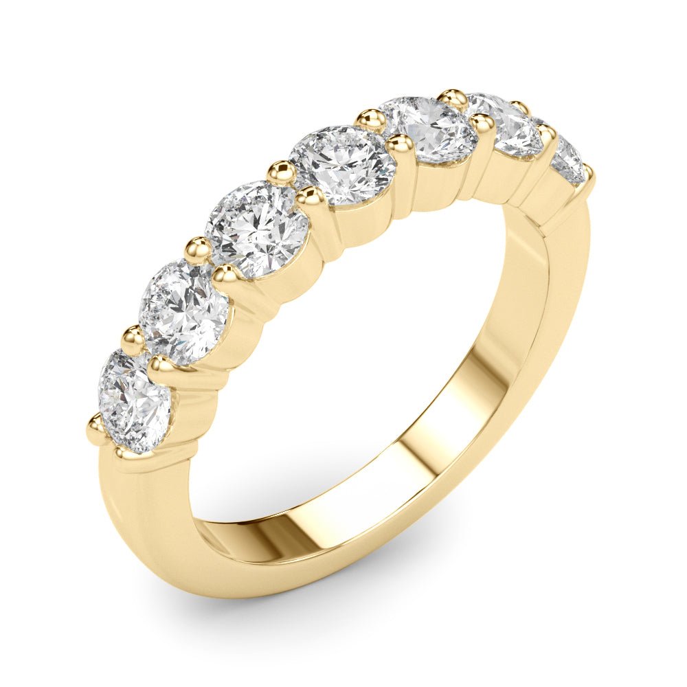 Shimmering 7 Stone Shared Prong Diamond Pavé Wedding Ring - Diamonds By Rothschild