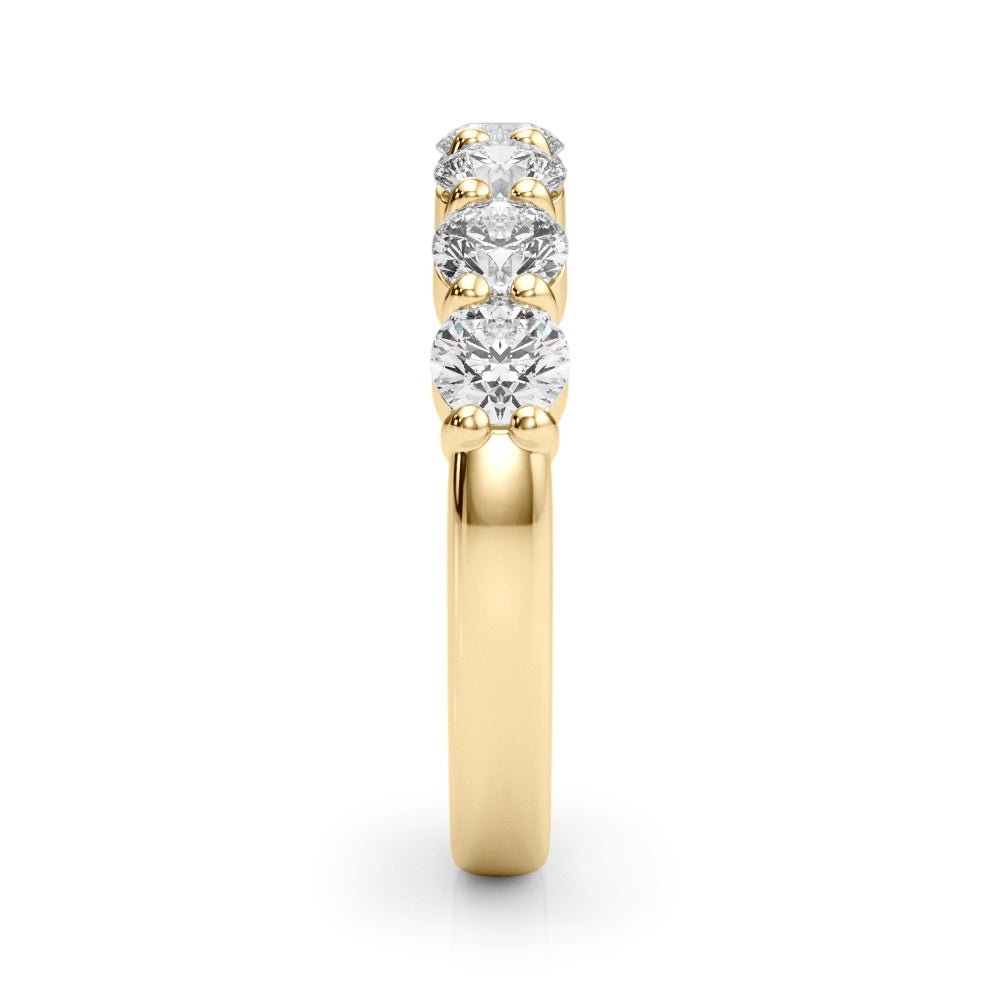 Shimmering 7 Stone Shared Prong Diamond Pavé Wedding Ring - Diamonds By Rothschild