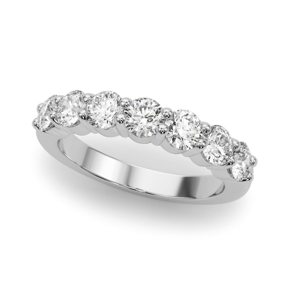 Shimmering 7 Stone Shared Prong Diamond Pavé Wedding Ring - Diamonds By Rothschild