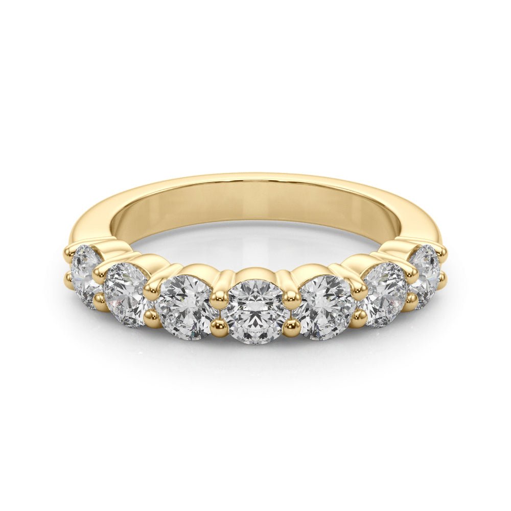 Shimmering 7 Stone Shared Prong Diamond Pavé Wedding Ring - Diamonds By Rothschild