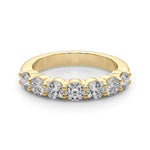 Shimmering 7 Stone Shared Prong Diamond Pavé Wedding Ring - Diamonds By Rothschild