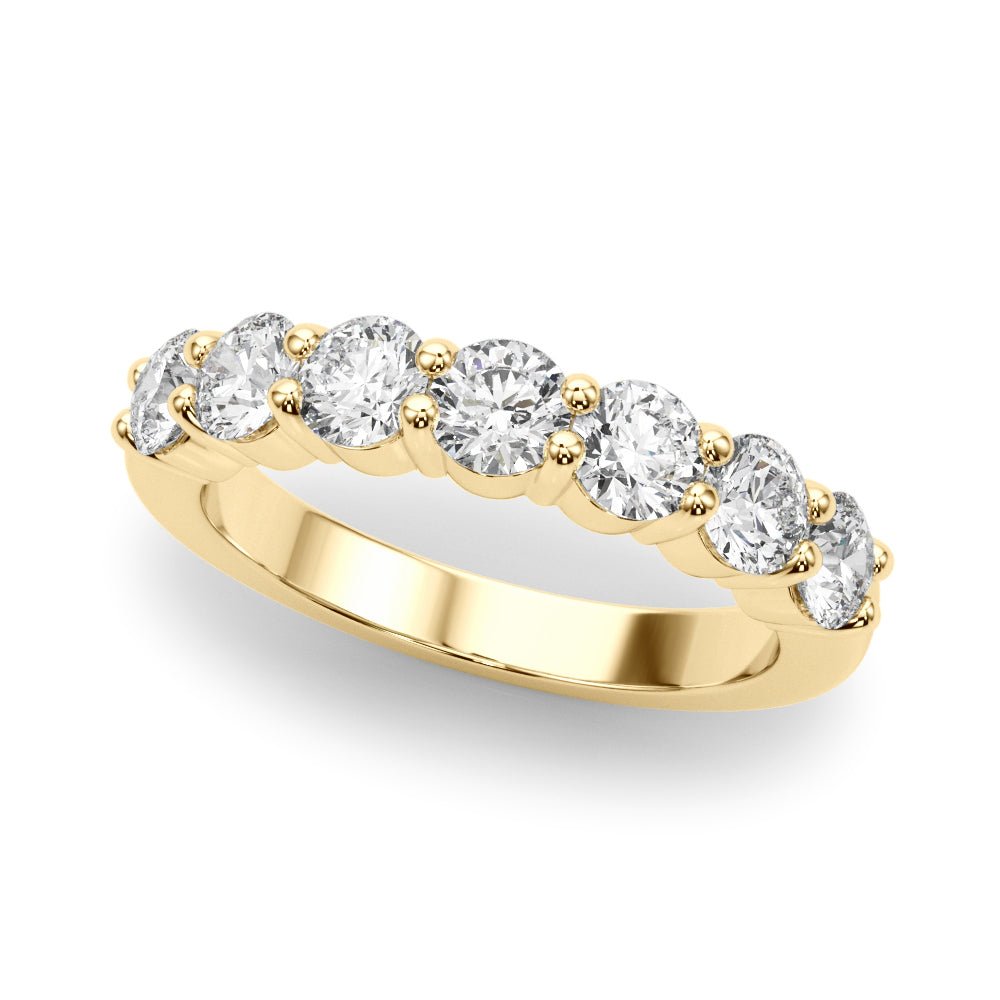 Shimmering 7 Stone Shared Prong Diamond Pavé Wedding Ring - Diamonds By Rothschild