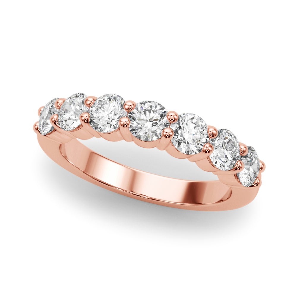 Shimmering 7 Stone Shared Prong Diamond Pavé Wedding Ring - Diamonds By Rothschild
