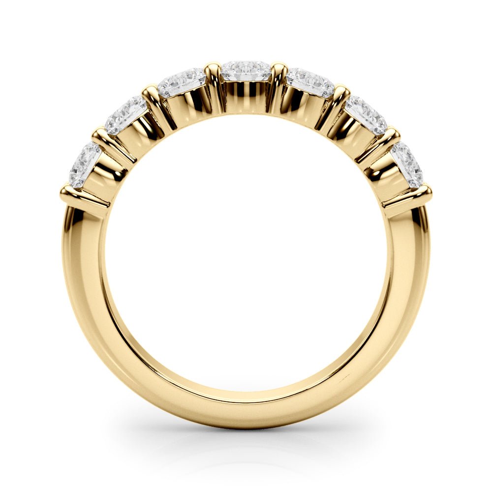 Shimmering 7 Stone Shared Prong Diamond Pavé Wedding Ring - Diamonds By Rothschild