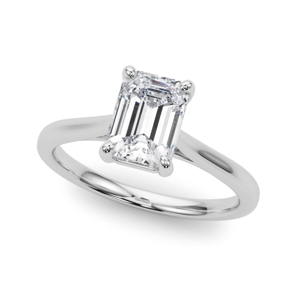 Simple and Elegant Solitaire Emerald Ring Setting - Diamonds By Rothschild