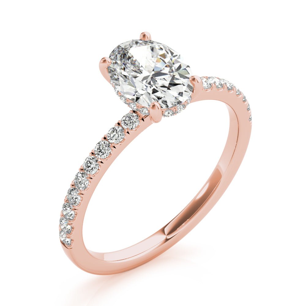 Single Row Oval Center Engagement Ring - Diamonds By Rothschild