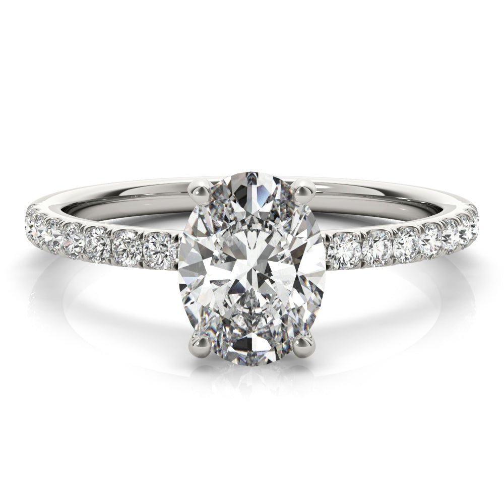 Single Row Oval Center Engagement Ring - Diamonds By Rothschild