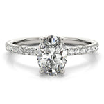Single Row Oval Center Engagement Ring - Diamonds By Rothschild