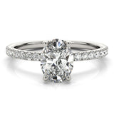 Single Row Oval Center Engagement Ring - Diamonds By Rothschild