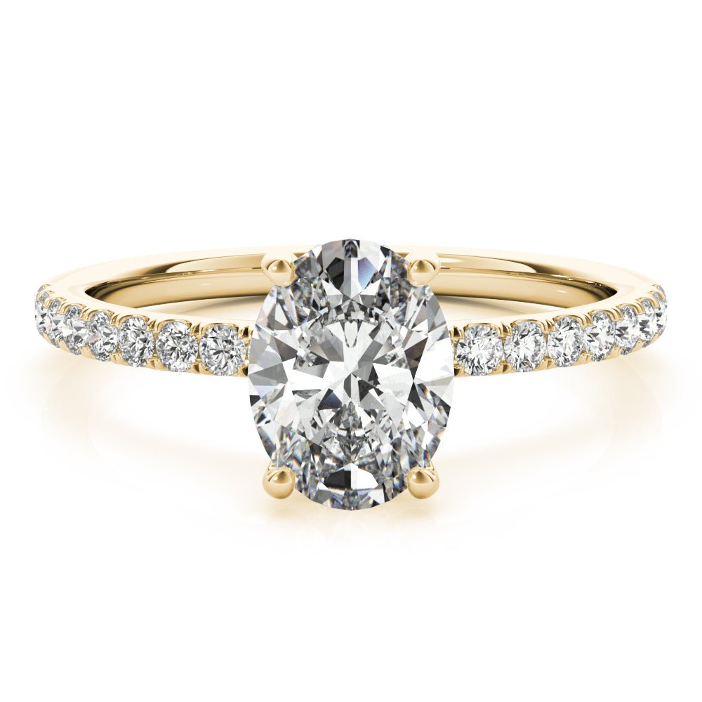 Single Row Oval Center Engagement Ring - Diamonds By Rothschild