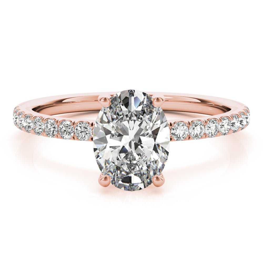 Single Row Oval Center Engagement Ring - Diamonds By Rothschild