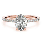 Single Row Oval Center Engagement Ring - Diamonds By Rothschild
