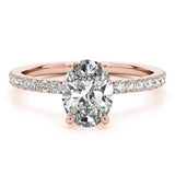 Single Row Oval Center Engagement Ring - Diamonds By Rothschild