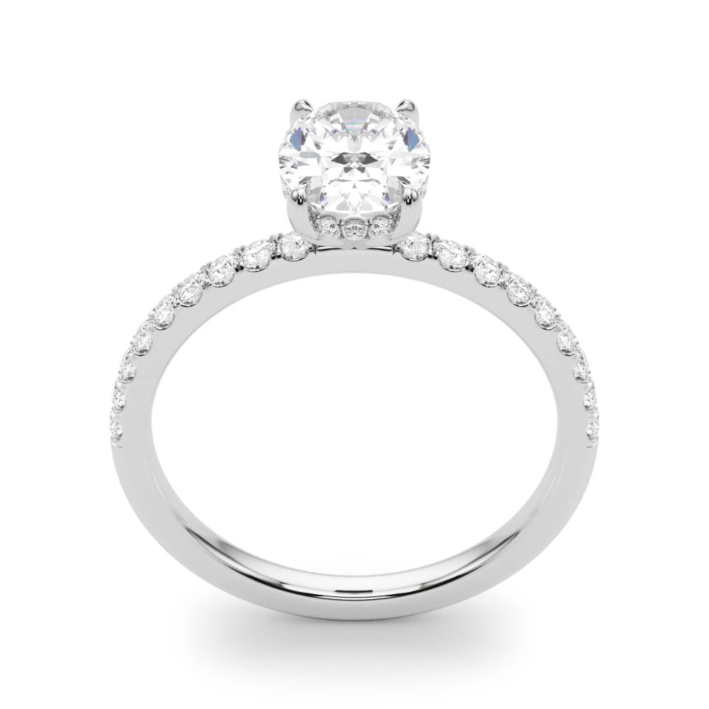 Single Row Oval Center Engagement Ring - Diamonds By Rothschild