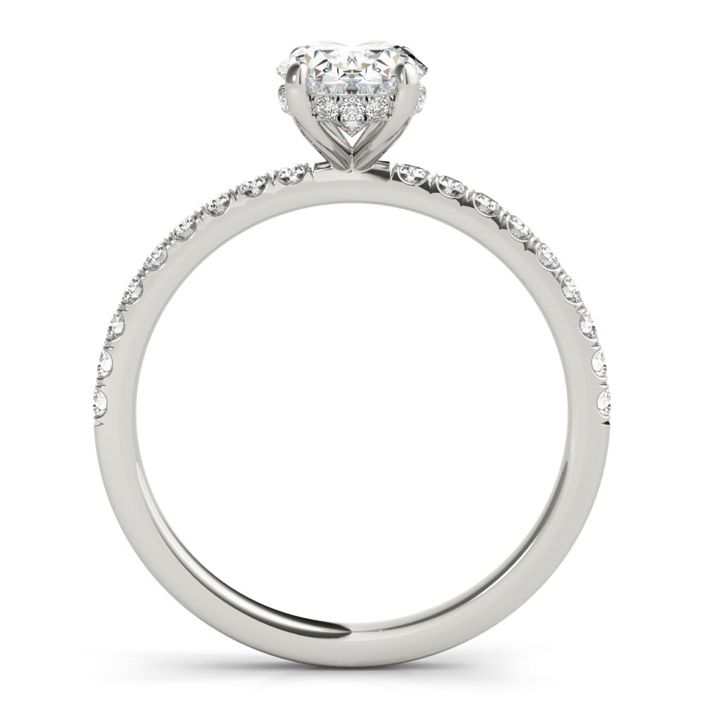 Single Row Oval Center Engagement Ring - Diamonds By Rothschild