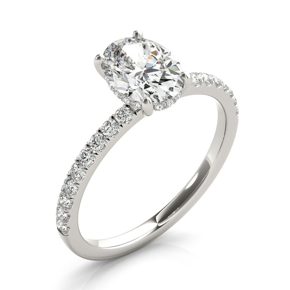 Single Row Oval Center Engagement Ring - Diamonds By Rothschild