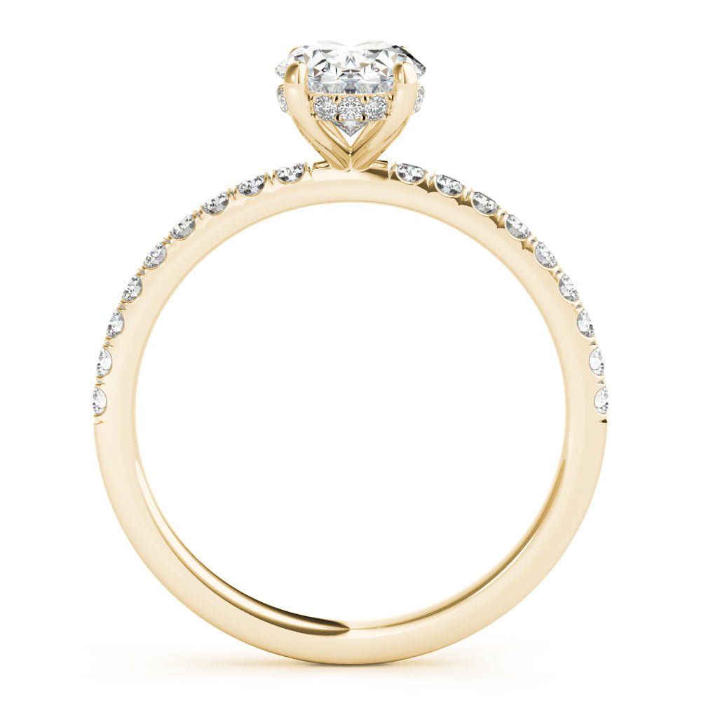 Single Row Oval Center Engagement Ring - Diamonds By Rothschild