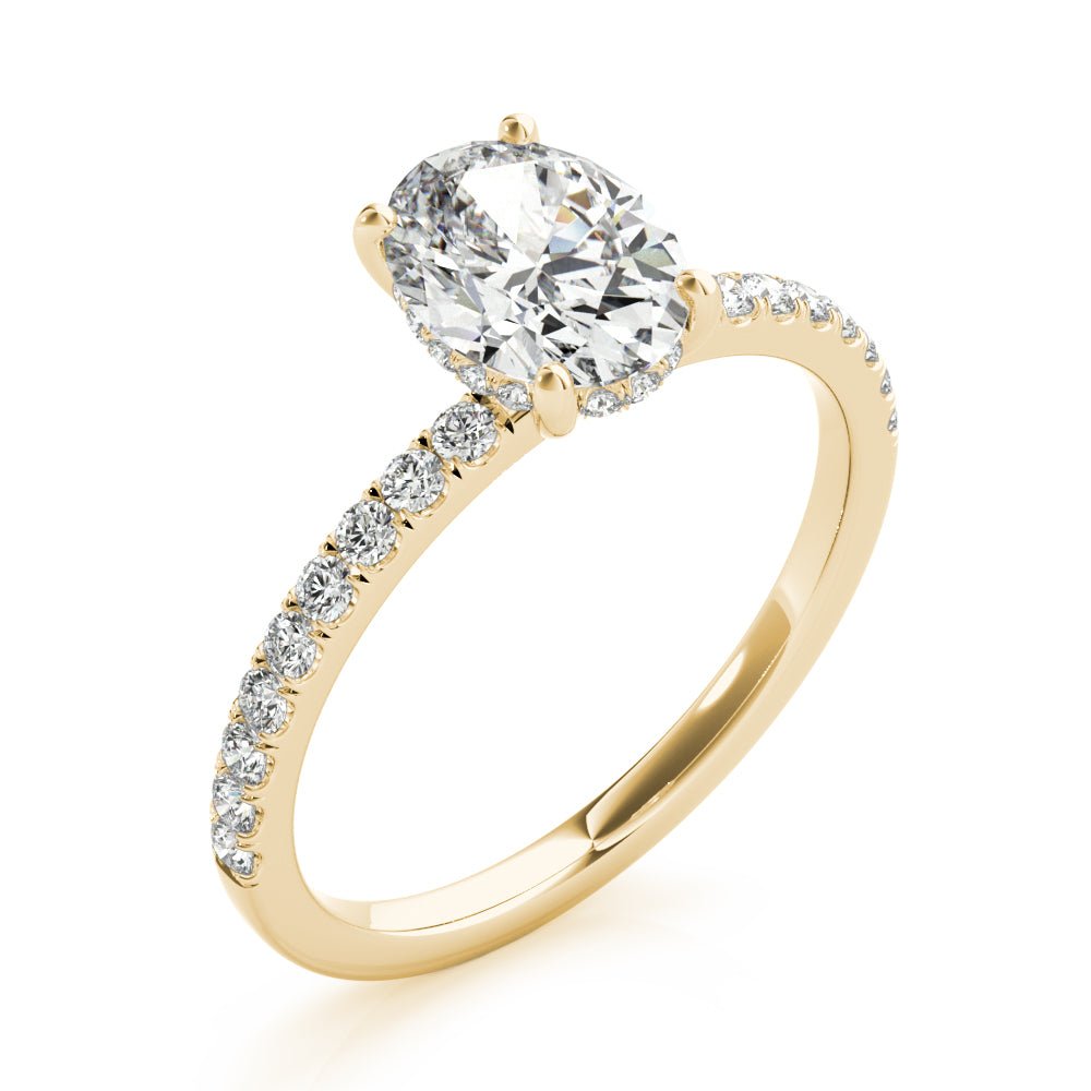 Single Row Oval Center Engagement Ring - Diamonds By Rothschild