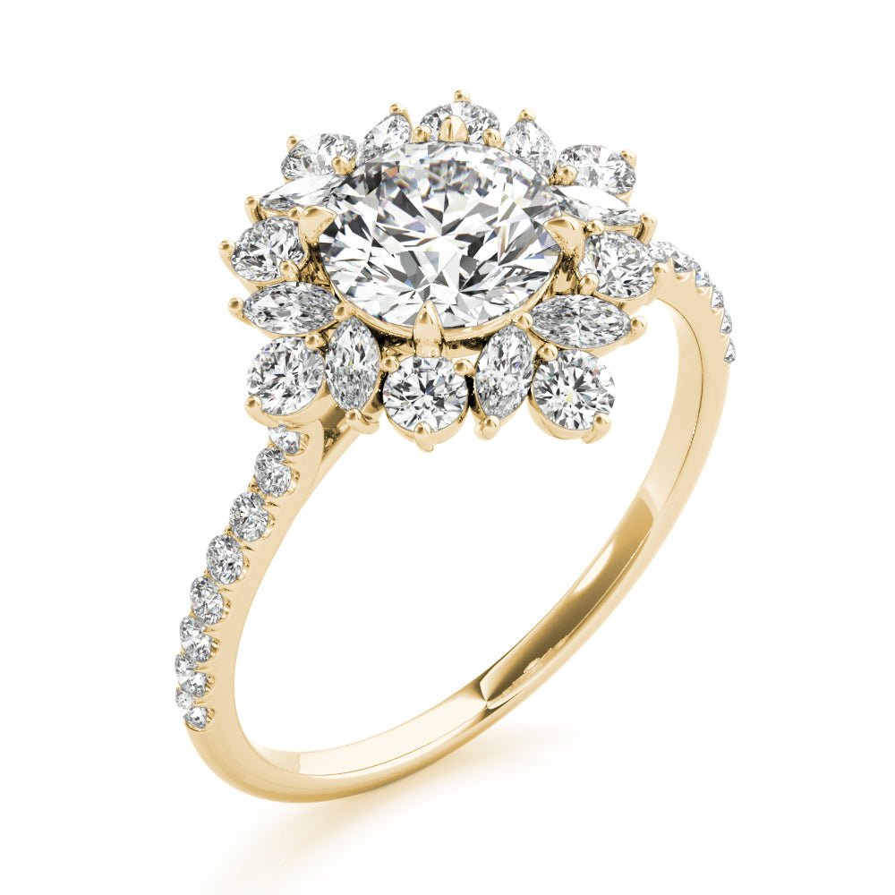 Single Row Round Halo Engagement Ring - Diamonds By Rothschild