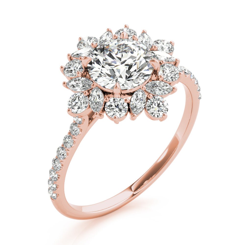 Single Row Round Halo Engagement Ring - Diamonds By Rothschild