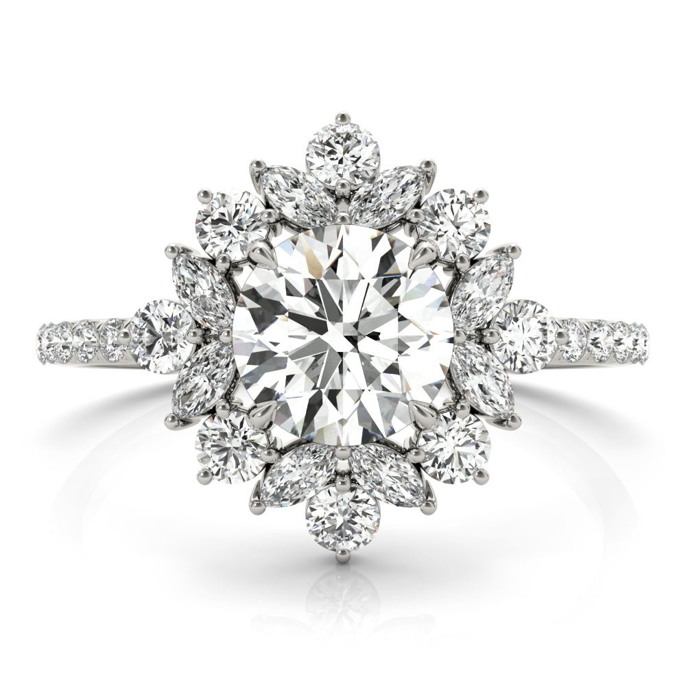 Single Row Round Halo Engagement Ring - Diamonds By Rothschild