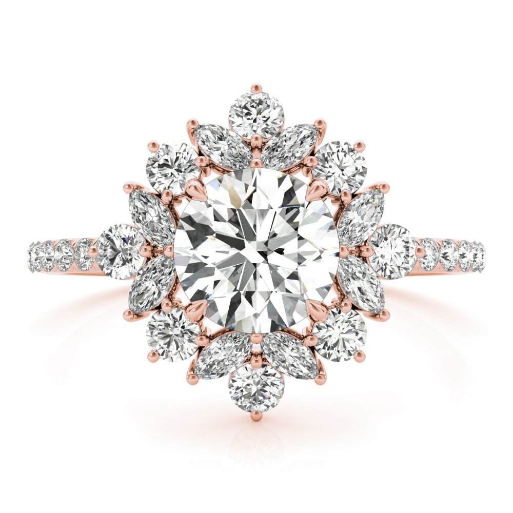 Single Row Round Halo Engagement Ring - Diamonds By Rothschild